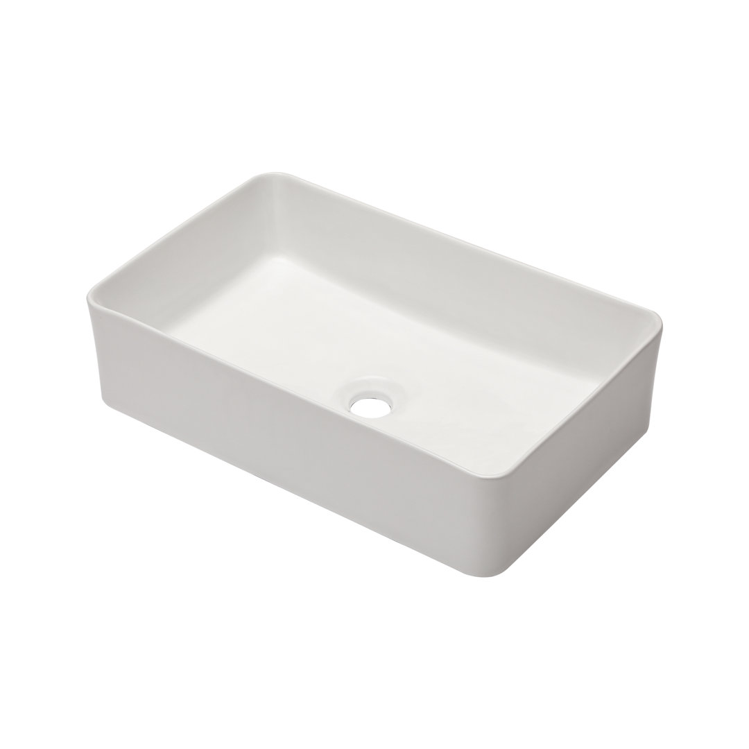 21" L x 14" W Bathroom Vessel Sink White Ceramic Bathroom Sink Rectangular Above Counter Bathroom Vanity Sink